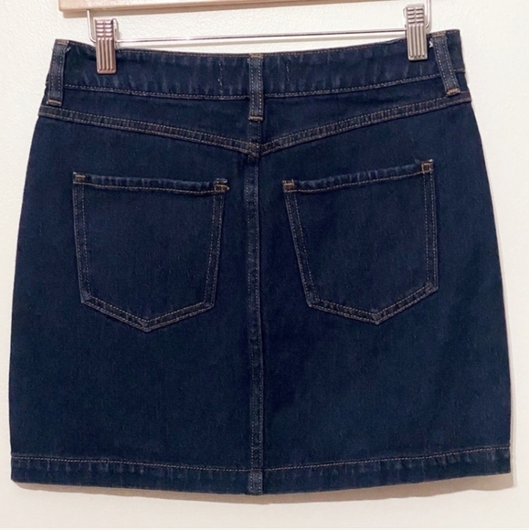 PacSun Dark Wash Button Front Denim Jean 100% Cotton Mini Skirt Size 26 (Small) - Picture 2 of 5